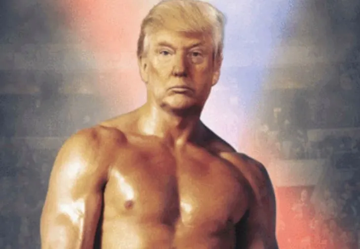 Donald Trump a postat o imagine bizară la bustul gol: capul lui pe corpul lui Stallone