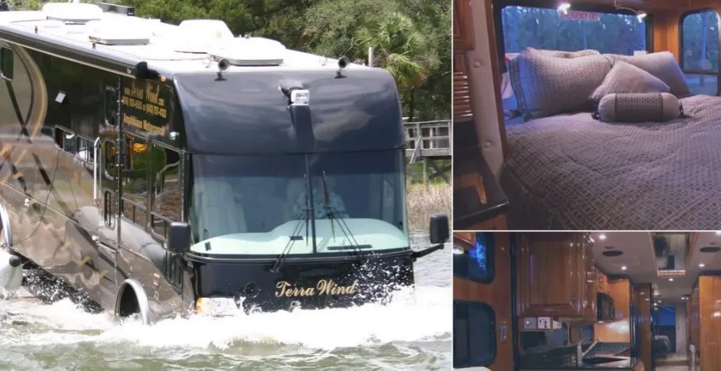 Vehiculul amfibie de 1,2 mil. $ are jacuzzi și dormitor matrimonial