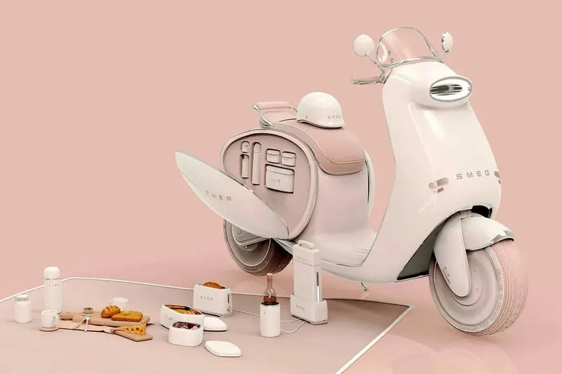 SMEG Futro de la Vespa | Conceptul de trotinetă electrică care trasformă picnicurile pe bicicletă o realitate